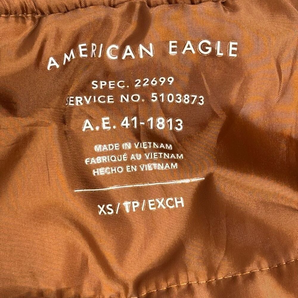American Eagle rust corduroy hooded knee length jacket size XS - Picture 7 of 12